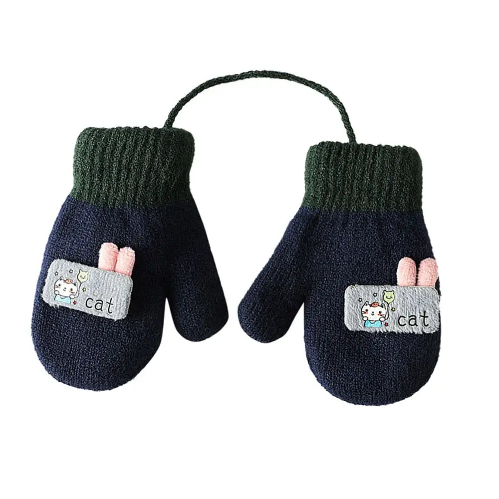 Full Finger Gloves Cute Toddler Children Baby Infant Thickened Knitted Gloves Cartoon Gloves Baby Mittens Warm Mittens