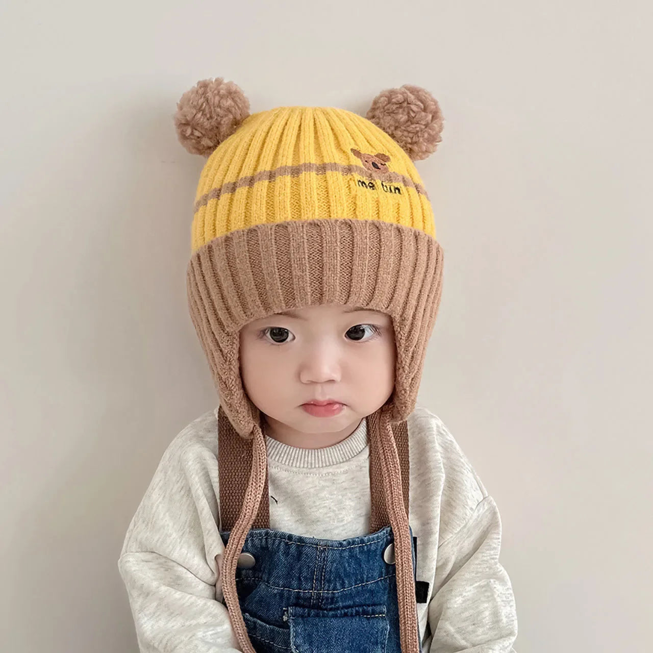 Winter Warm Knitted Baby Hat Cute Cartoon Animals Baby Boys Girls Cap Beanies Anti-cold Toddler Kids Lacing Hat