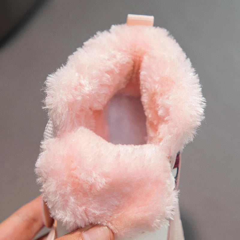 Warm Children Snow Boots Warm Girls Sneaker Plush Outdoor Walking Sports Kids Fashion Platform Fur Girls Shoes