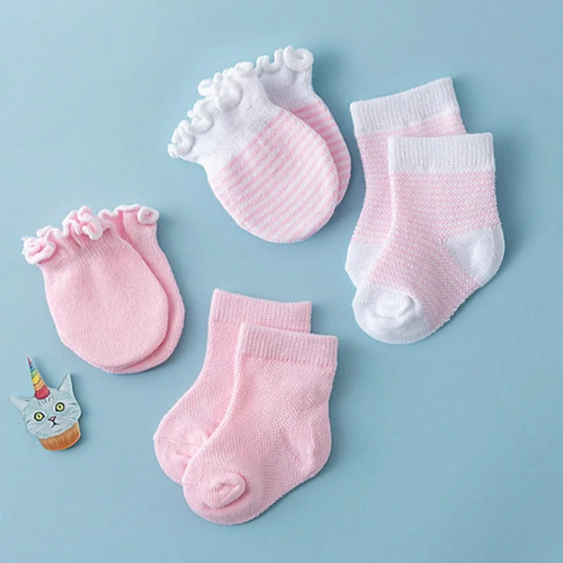 4-Pair Baby Socks & Gloves Set