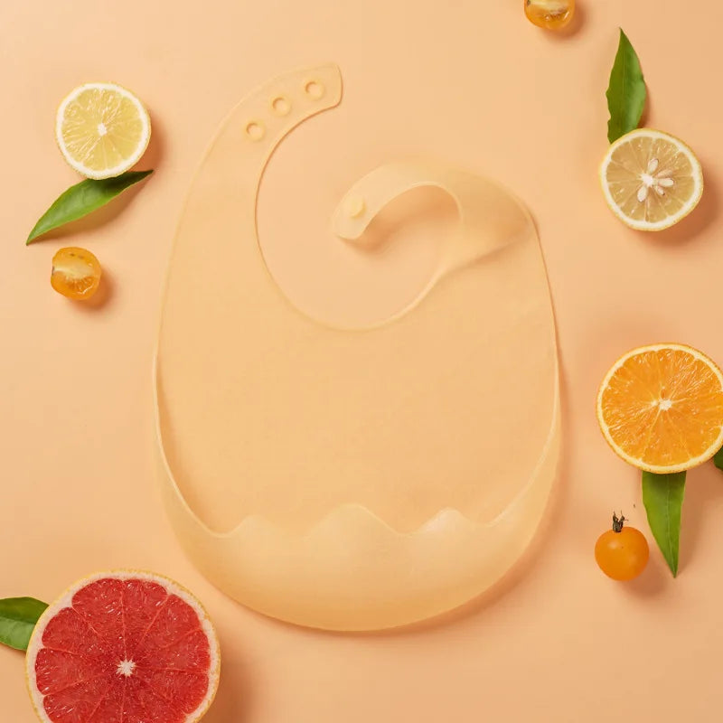 Baby Food Bib Silicone Waterproof Complementary Food Rice Pocket Children's Summer Ultra-thin Baby Saliva Transparent Bib