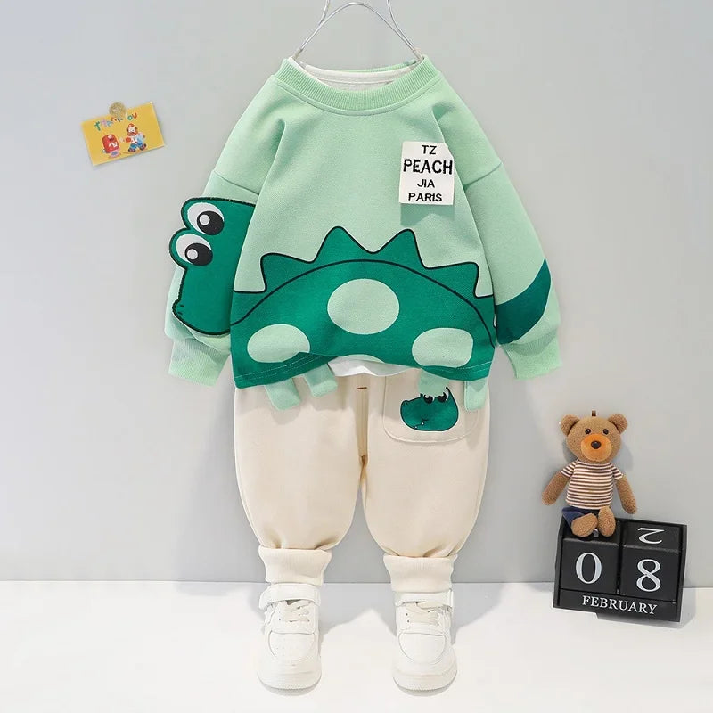 Baby clothes 2026 new spring and autumn children's long sleeved set, male and female children's teddy bear two-piececasualsports