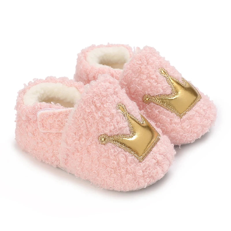 Winter Crown Hairy Baby Cotton Shoes Sneakers Baby Shoes Cotton Boots Baby Shoes 0-1 Years Old
