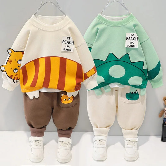 Baby clothes 2026 new spring and autumn children's long sleeved set, male and female children's teddy bear two-piececasualsports