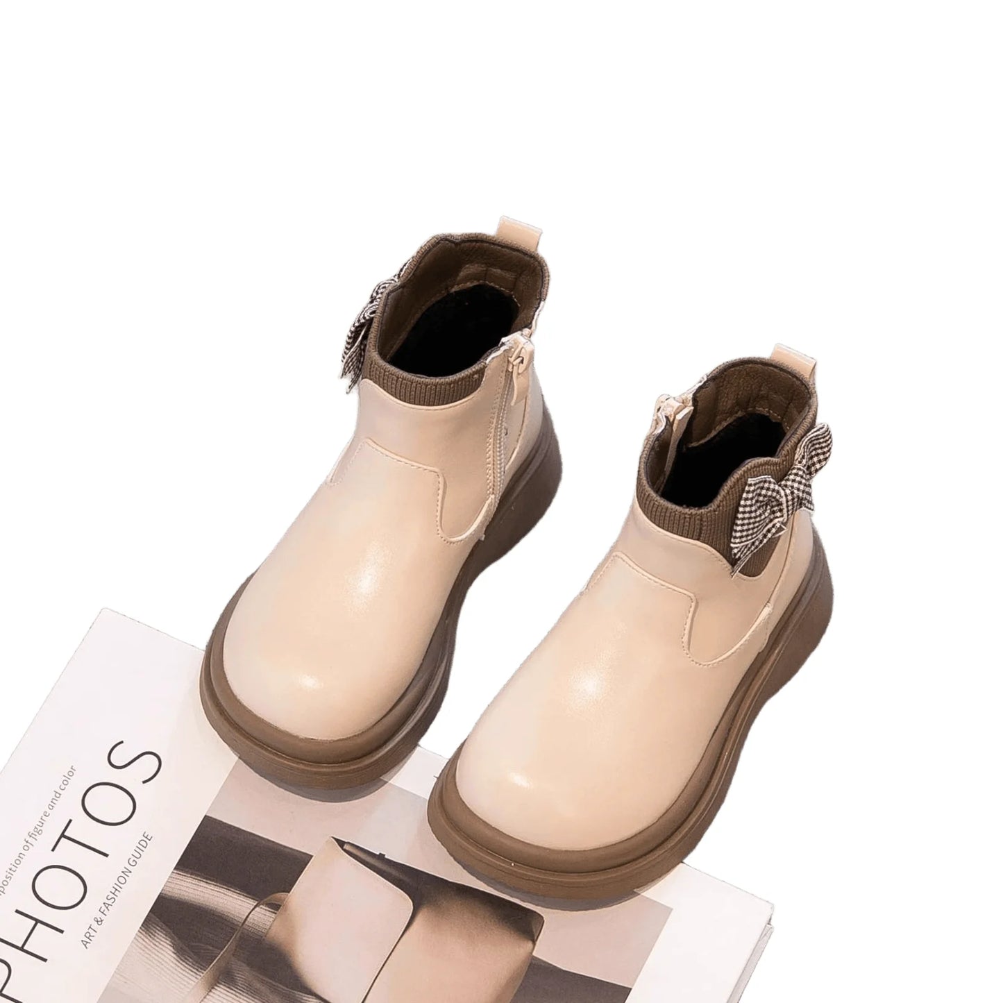 2025 Autumn Winter New Children's Boots Fashionable Single Boots for Girls Children' Boots Girls' Short Boots with Fleece