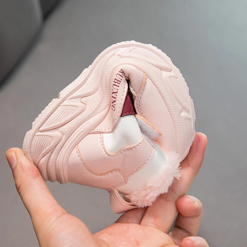 Warm Children Snow Boots Warm Girls Sneaker Plush Outdoor Walking Sports Kids Fashion Platform Fur Girls Shoes