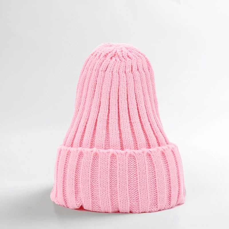 Autumn Winter Baby Hat Warm Knitted Toddler Girls Boys Beanie Solid Color Kids Outdoor Ear Protection Cap