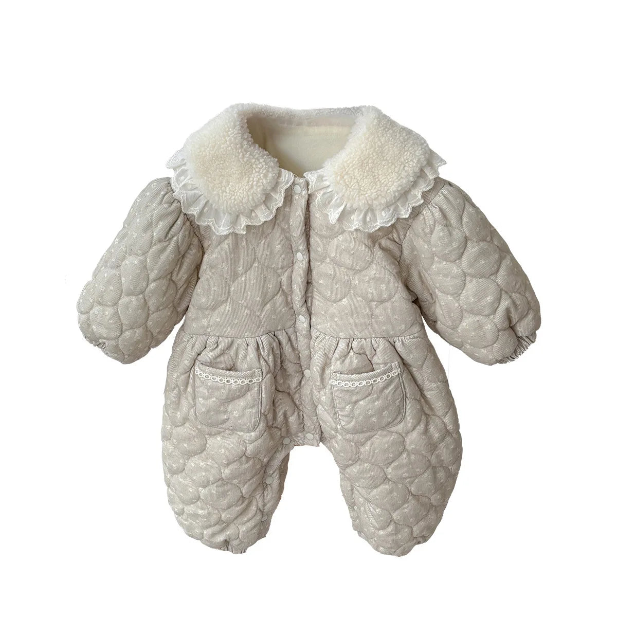 Quilted Velvet Bodysuit with Peter Pan Collar