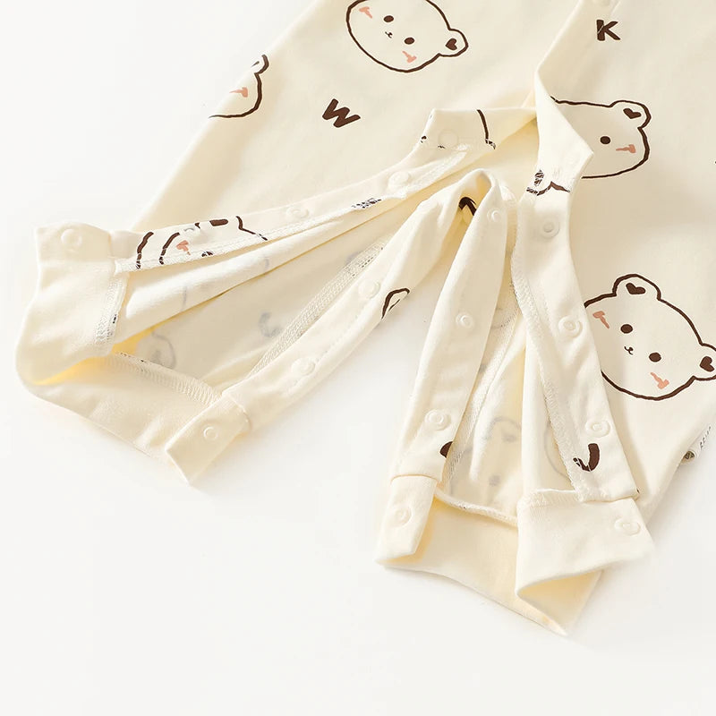 0-2Y Pure Cotton Long Sleeve Newborn Baby Rompers Skin-friendly One Piece Diaper Jumpsuit Underwear Infant Cartoon Homewear