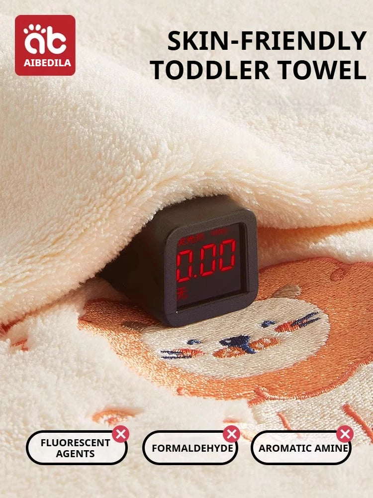 AIBEDILA Toddler Bathrobe Infant children's Coral Velvet Embroidery Bath Towel Soft Skin-friendly Absorbent Towels Kid's Bathing