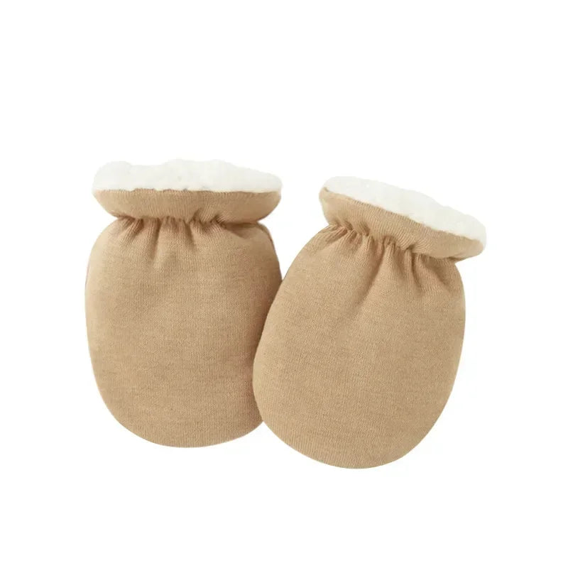 Warm Wool Furry Newborn Mittens Simplicity Solid Color Toddler Glove Autumn Winter Warm Thicken Anti-scratch Face Baby Glove
