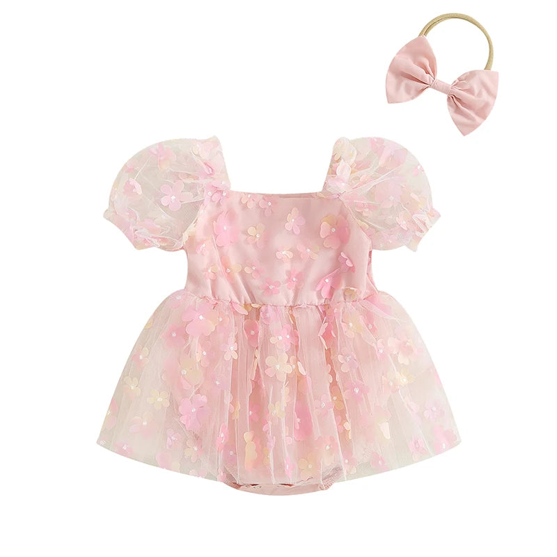 Baby Girl Lace Flower Romper Set
