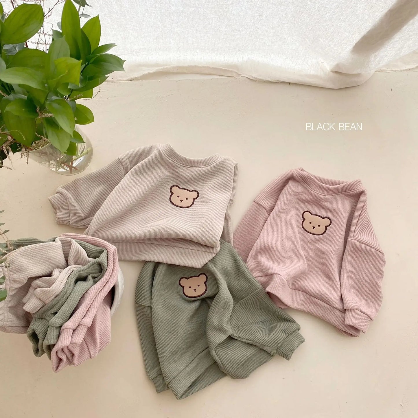 0-3Yrs Kids Little Bear Clothes Girls Long Sleeve T-shirts Tops Pants 2Pcs Spring Autumn Baby Boys Loose Clothing Suits