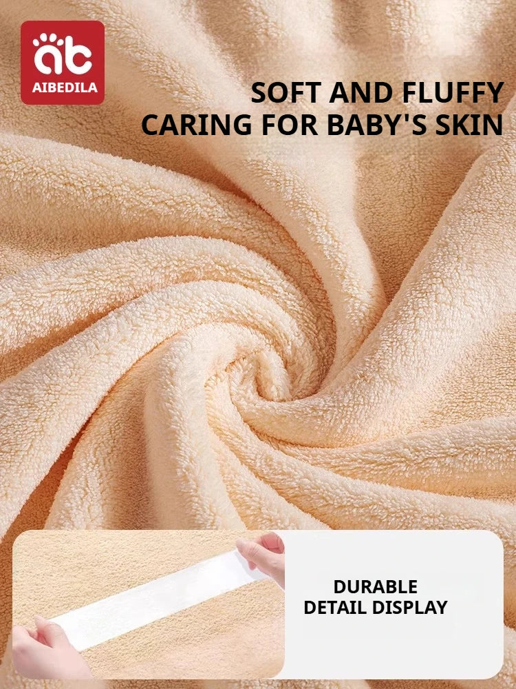 AIBEDILA Toddler Bathrobe Infant children's Coral Velvet Embroidery Bath Towel Soft Skin-friendly Absorbent Towels Kid's Bathing
