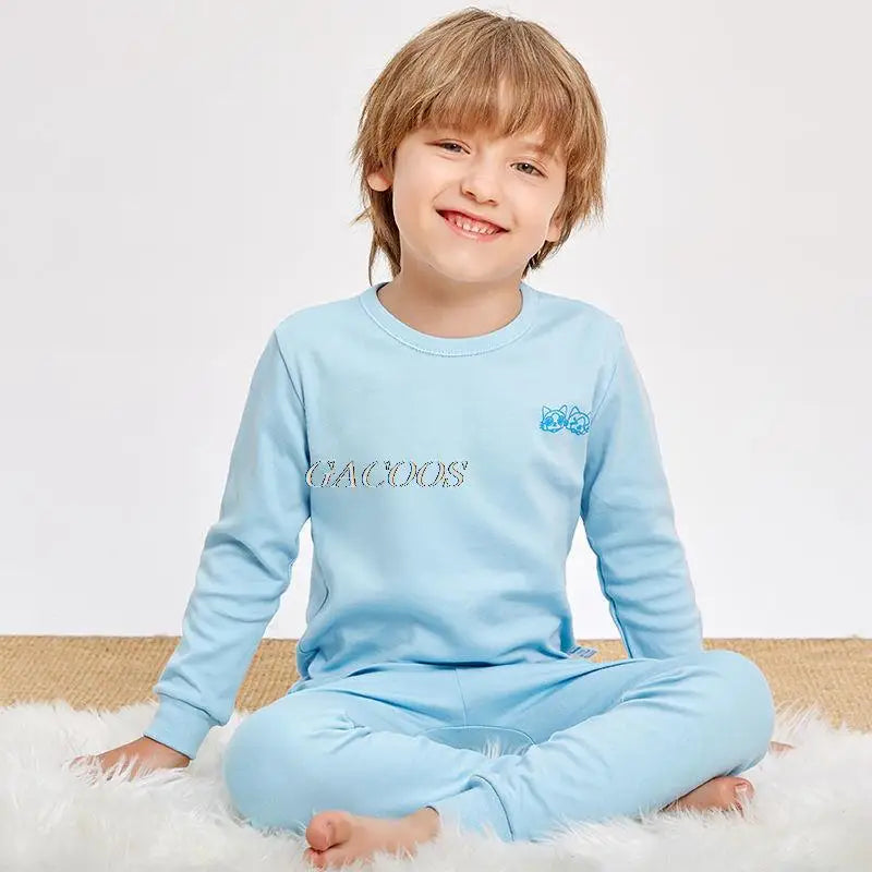 Child Boy Pajamas for 3-14 Years Winter Long Sleeved Pyjamas Suit Baby Girl Clothes Toddler Cotton Sleepwear Kids Sleep Pajamas
