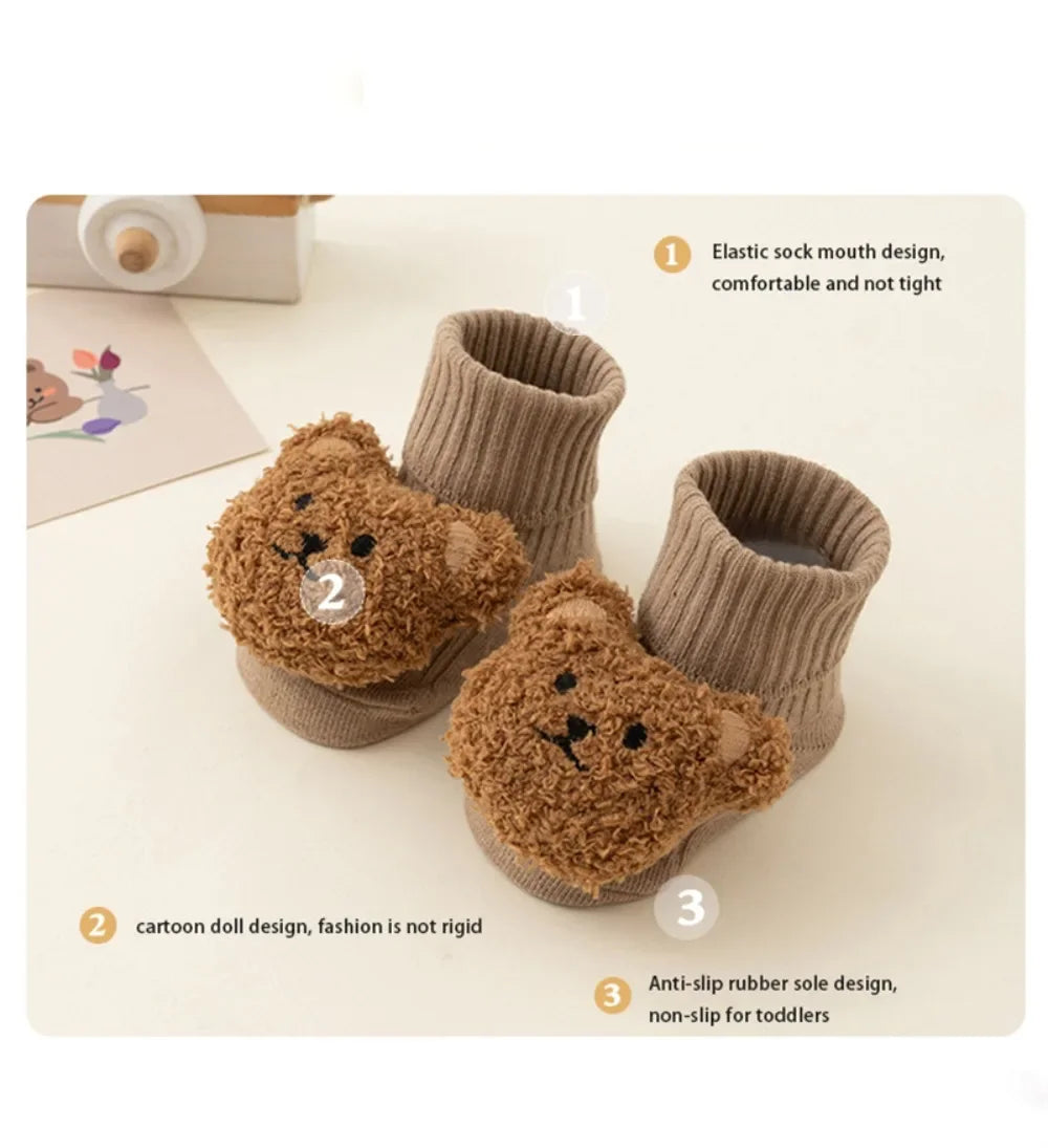 Cute Cartoon Bear Baby Socks 0-1Y