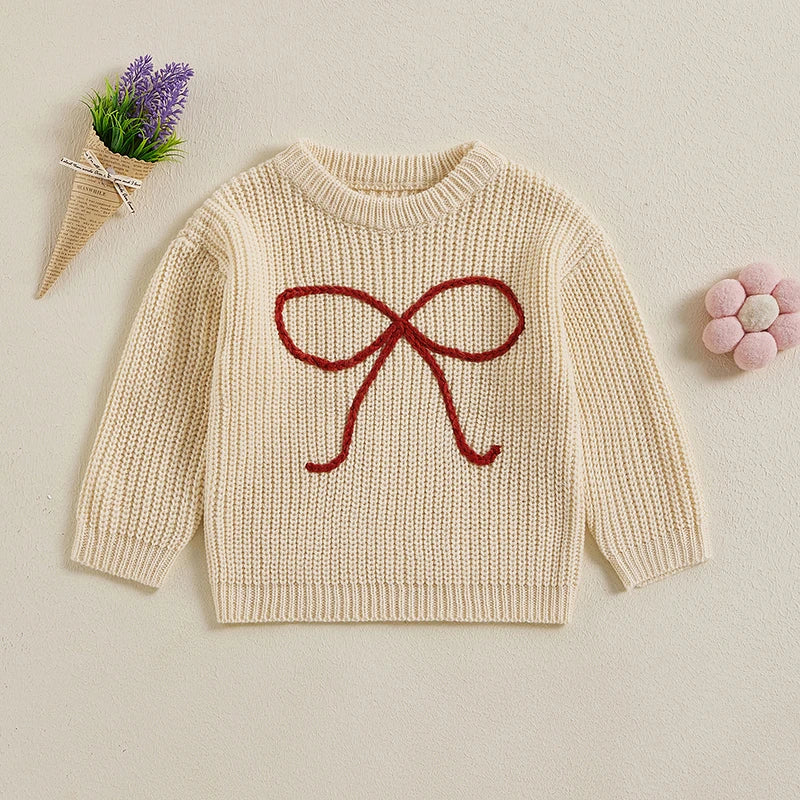 Bowknot Embroidery Pullover