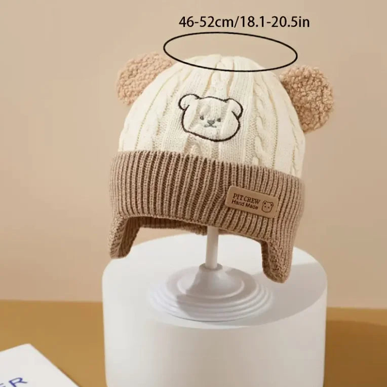 Knit Baby Bear Earflap Hat
