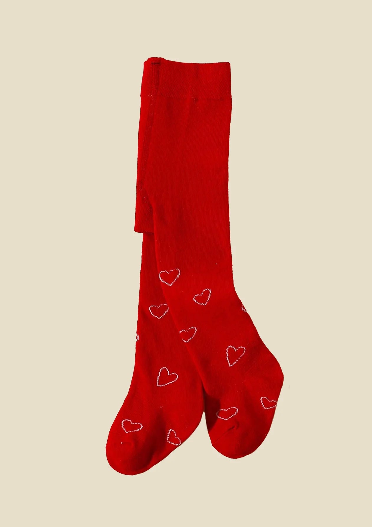 1 Pair of Baby Girls Cotton Red and White with Heart Shaped Leggings, Fashion Cute Soft Elastic Stockings for 0-12 Months Toddler