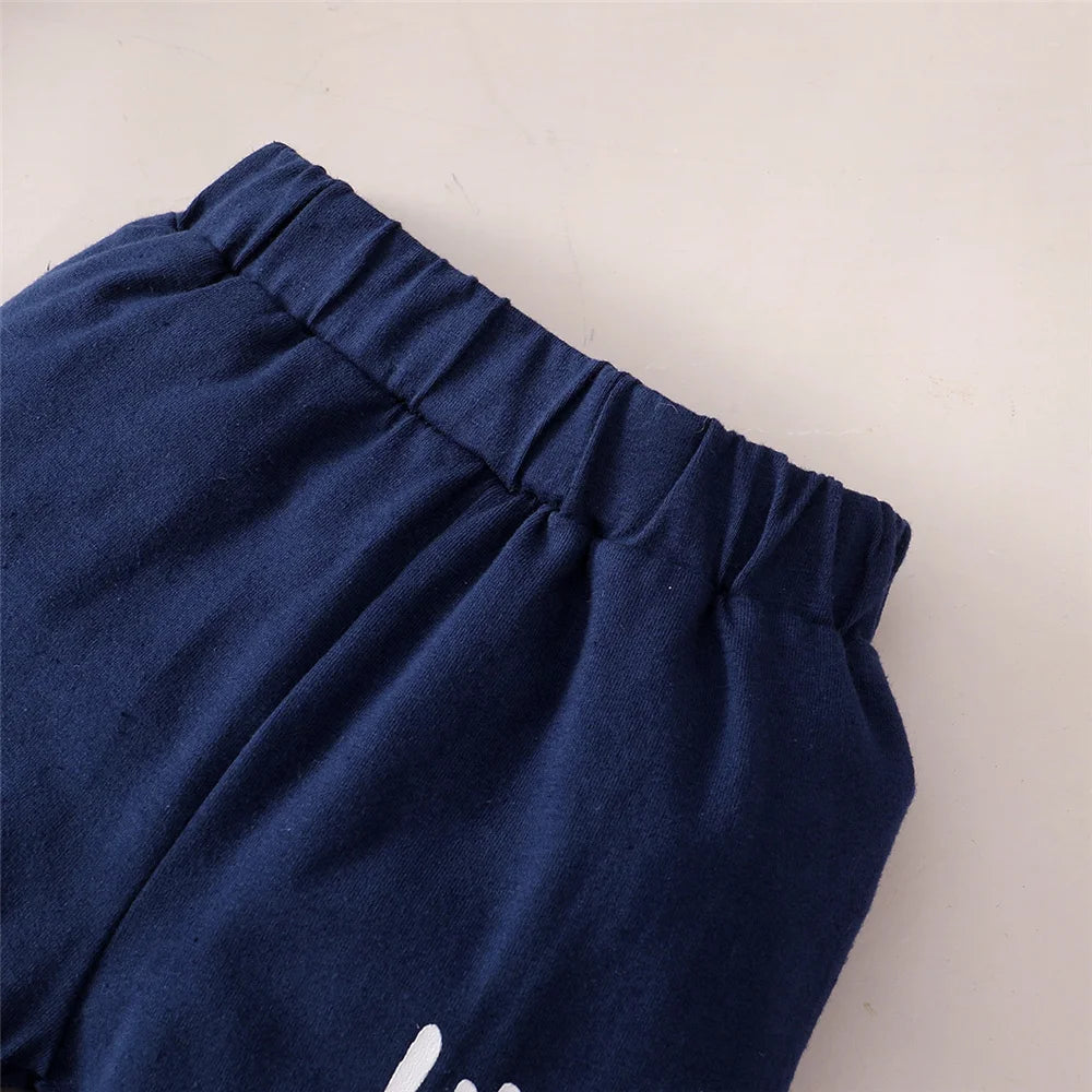 2PCS Fashion Baby Boy Autumn Clothing Set Hooded Long Sleeved Jumpsuit+Pants Sports Style Outfit for Infant 0-24 Months Blue&Red
