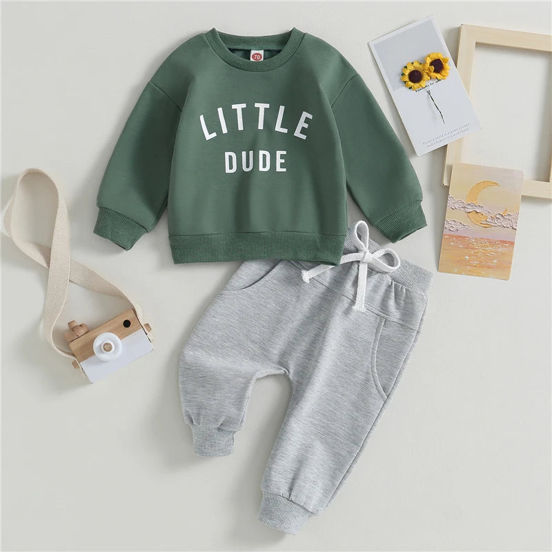 Autumn Baby Clothing Set Cotton Letter Print Boys Hoodie Suit Toddler Boys Clothes Set 2Pcs Sweatshirt+Jogger Pants Set