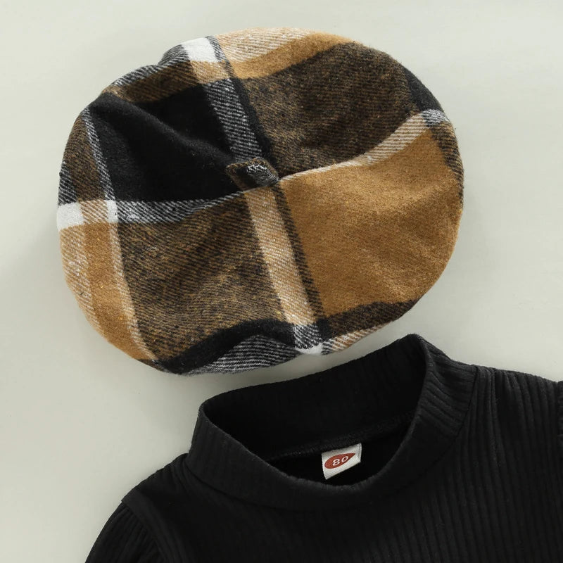 Plaid Skirt & Turtleneck Set