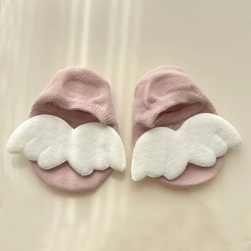 Baby Boys Angel Wing Socks Elastic Cotton Solid Color Newborn Socks Girls Spring Summer Anti-slip Floor Low-cut Socks for 0-3Yrs