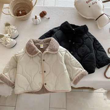 Korean Retro Velvet Kids Coat