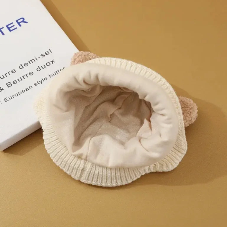 Knit Baby Bear Earflap Hat