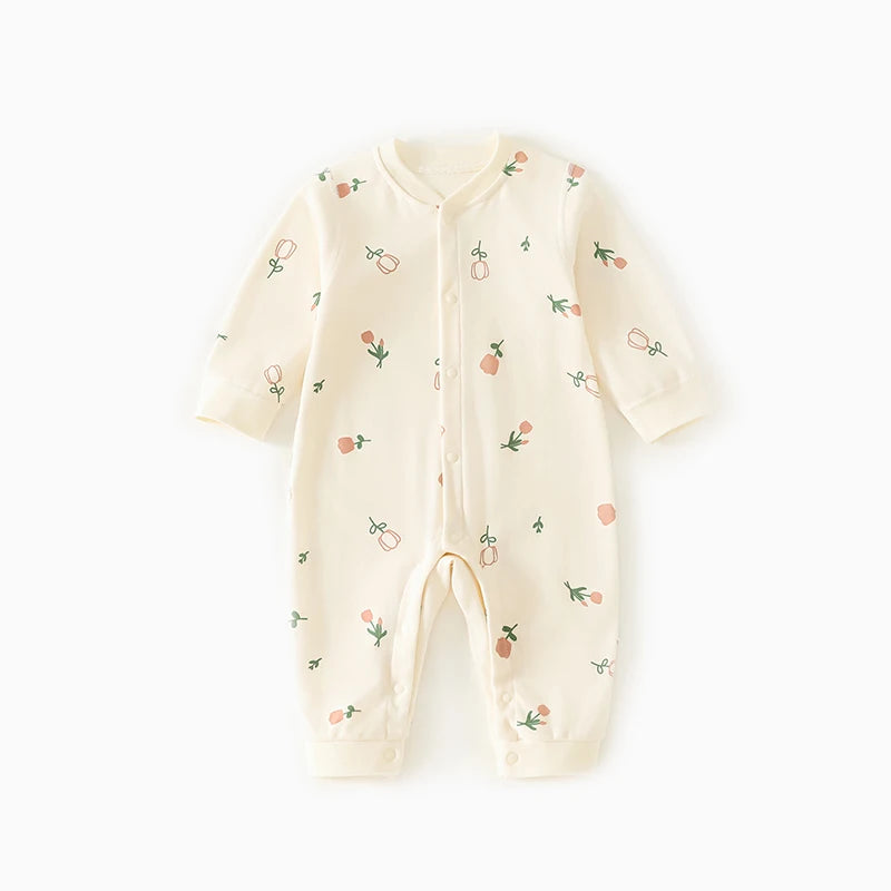 0-2Y Pure Cotton Long Sleeve Newborn Baby Rompers Skin-friendly One Piece Diaper Jumpsuit Underwear Infant Cartoon Homewear
