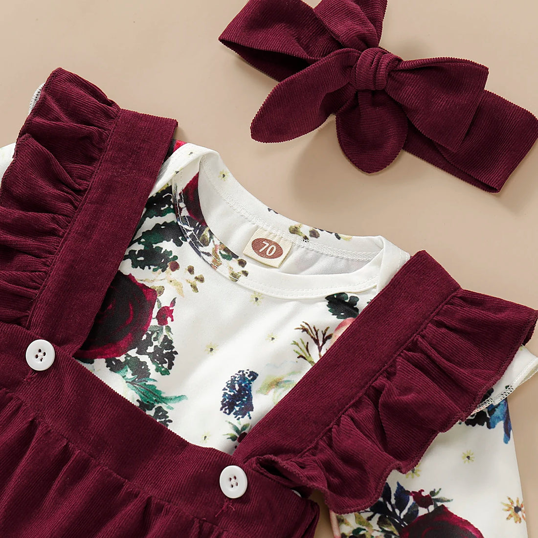 Floral Romper & Ruffle Dress Set