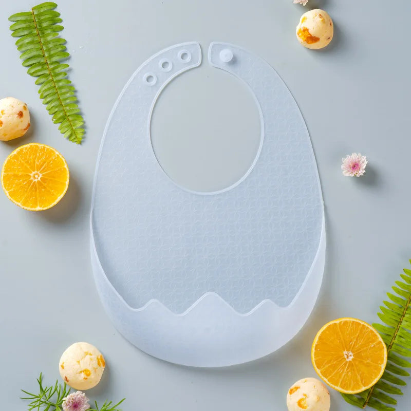 Baby Food Bib Silicone Waterproof Complementary Food Rice Pocket Children's Summer Ultra-thin Baby Saliva Transparent Bib