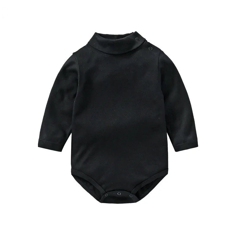 Cotton Fabric Baby Clothes Turtleneck Jumpsuit 0 To 24 Months Solid Bodysuit Comfortable Soft For Newborn Baby Boy Girl Romperbo
