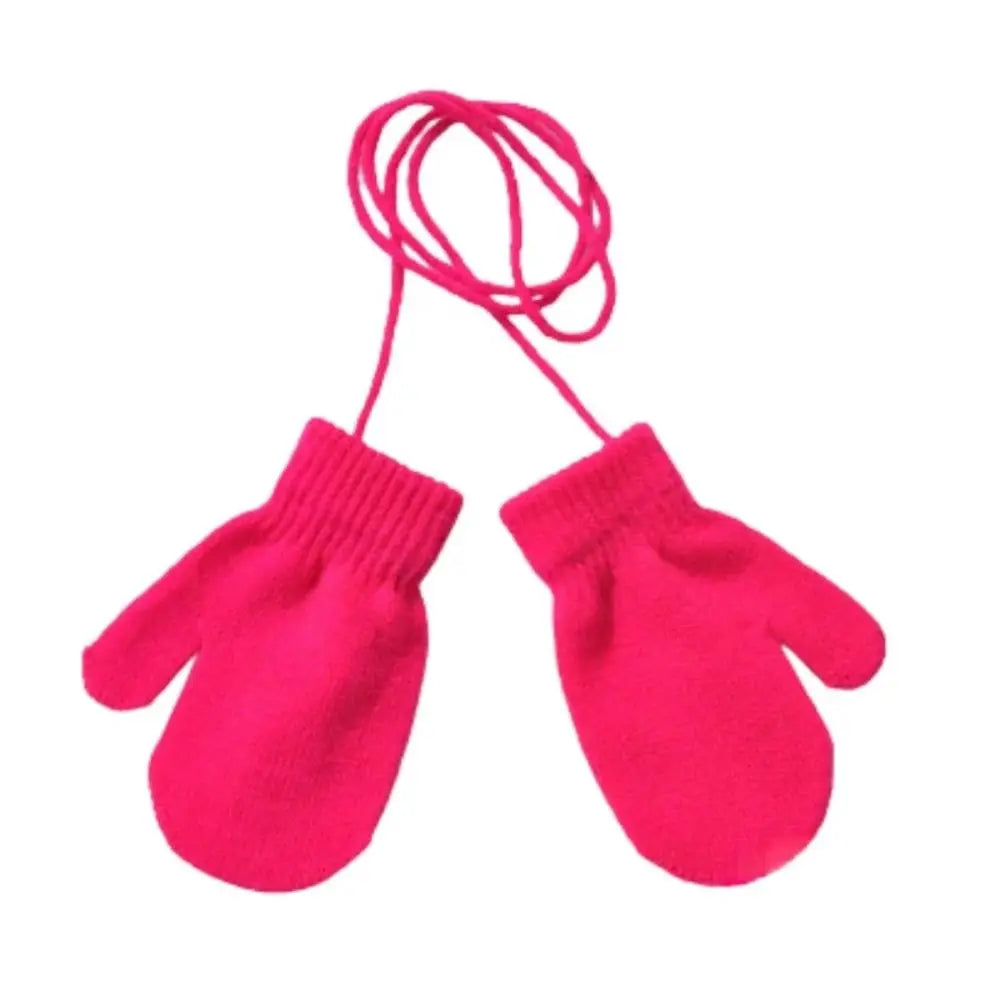 Winter Mittens Children Full Finger Gloves Warm Baby Gloves for 1-3Y Kids Hanging Neck Warm Gloves Newborn Baby Accessories