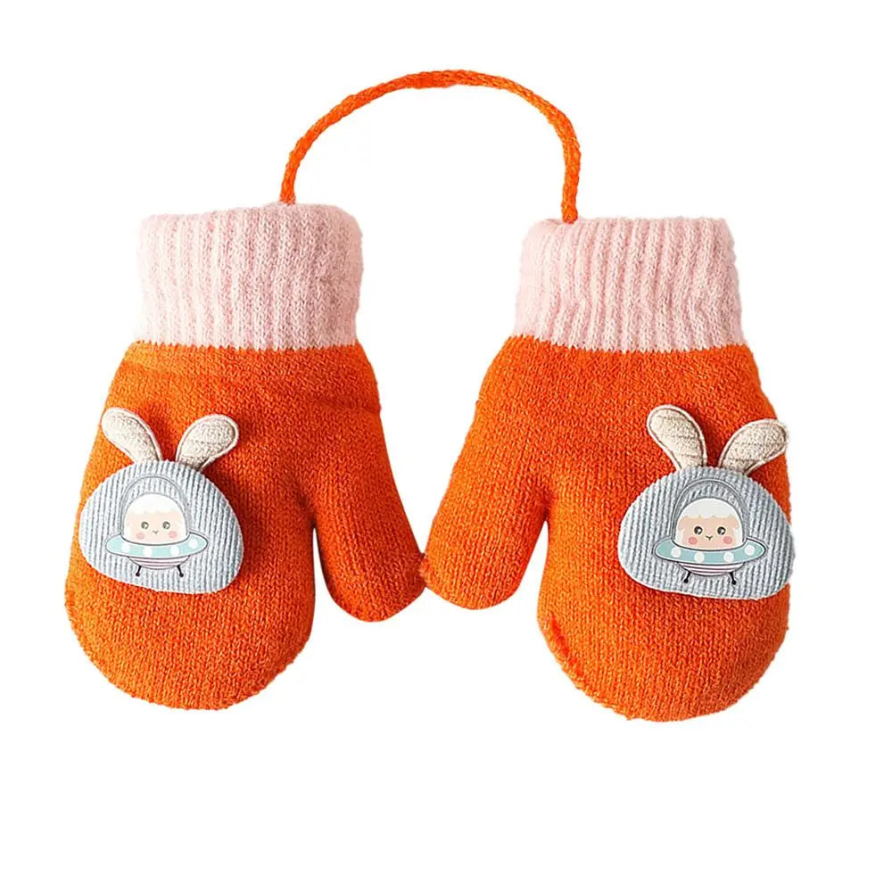 Full Finger Gloves Cute Toddler Children Baby Infant Thickened Knitted Gloves Cartoon Gloves Baby Mittens Warm Mittens