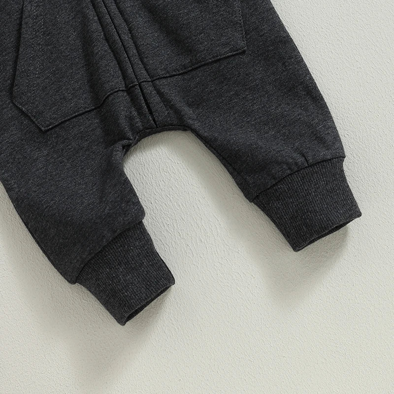 2023-07-19 Lioraitiin 0-12M Newborn Baby Boys Girls Fall Jumpsuits Long Sleeve Solid Zip Up Hooded Rompers Newborn Outfit
