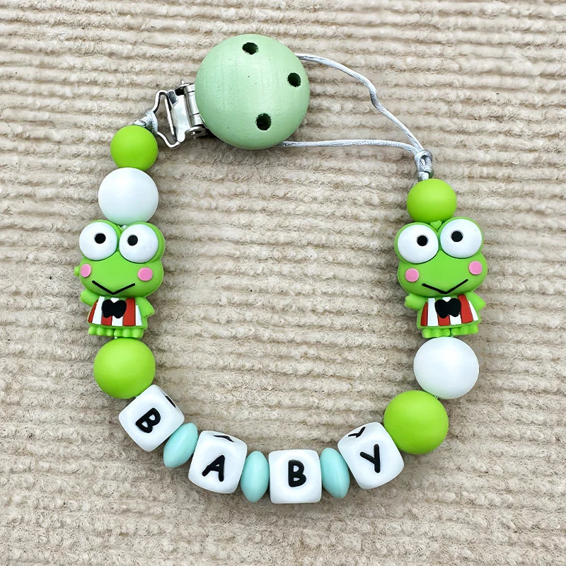 Customized Personalized Name English Letters Silicone Soothing Pacifier Chain Clips Holder Teether Pendants Teething Baby Gifts