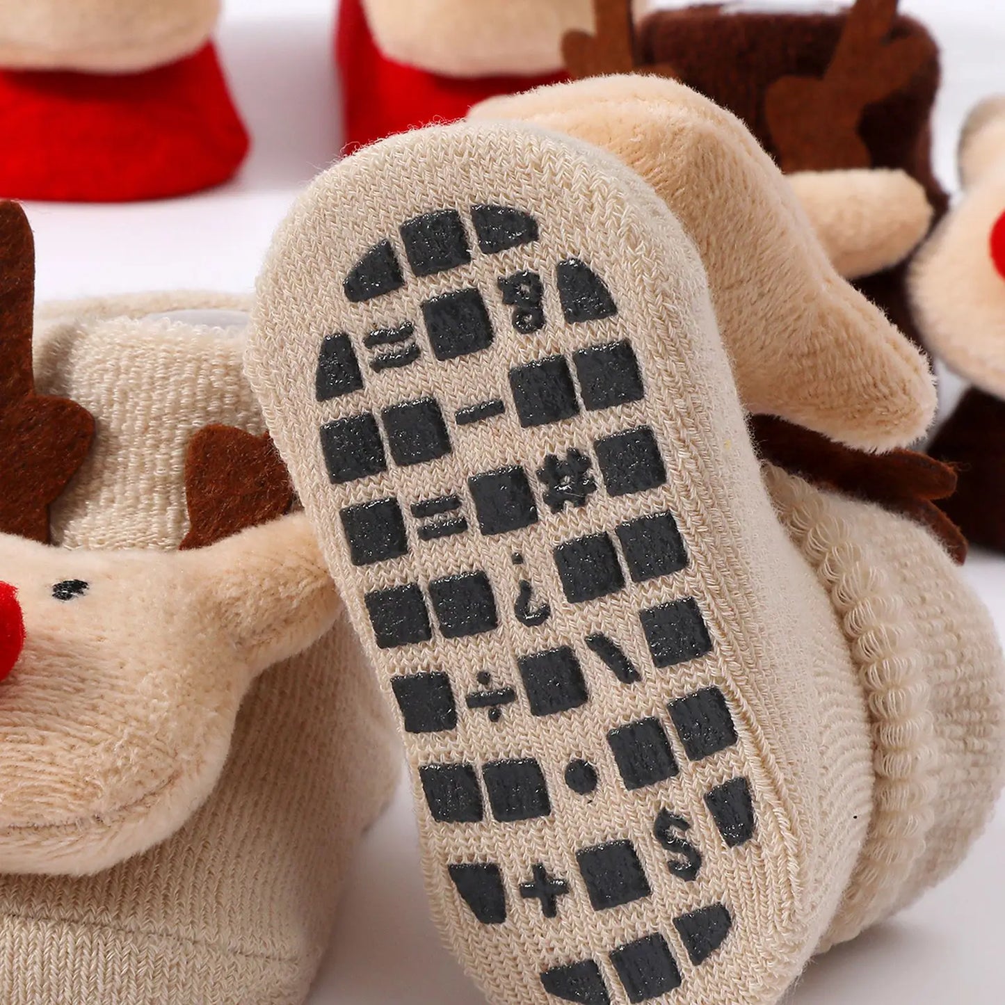 Kids Children's Socks for Girls Boys Non-slip Knitted Cotton Toddler Cute Elk Baby Christmas Socks for Newborns Infant Socks