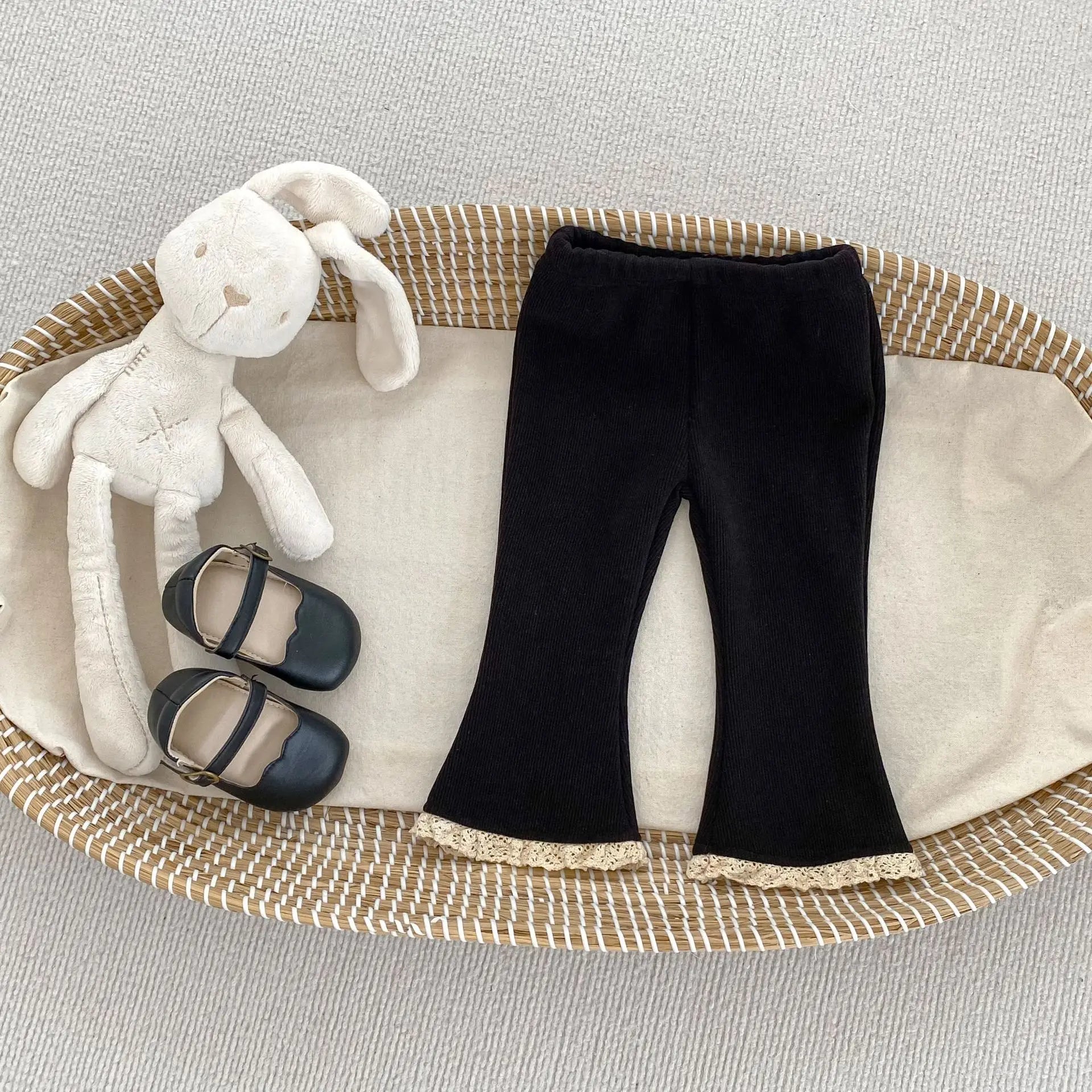 Lace Lapel Fleece Girls Coat