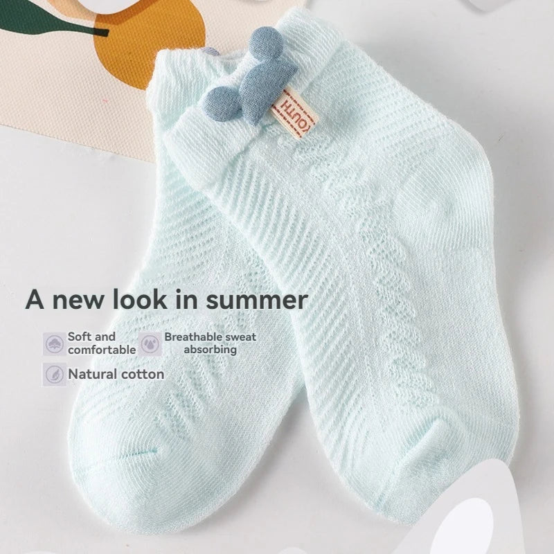 4pcs Newborn Socks Baby Summer Thin Cute Cute Mid Tube Short Socks Fashion New Baby Boneless Breathable Mid Tube Socks