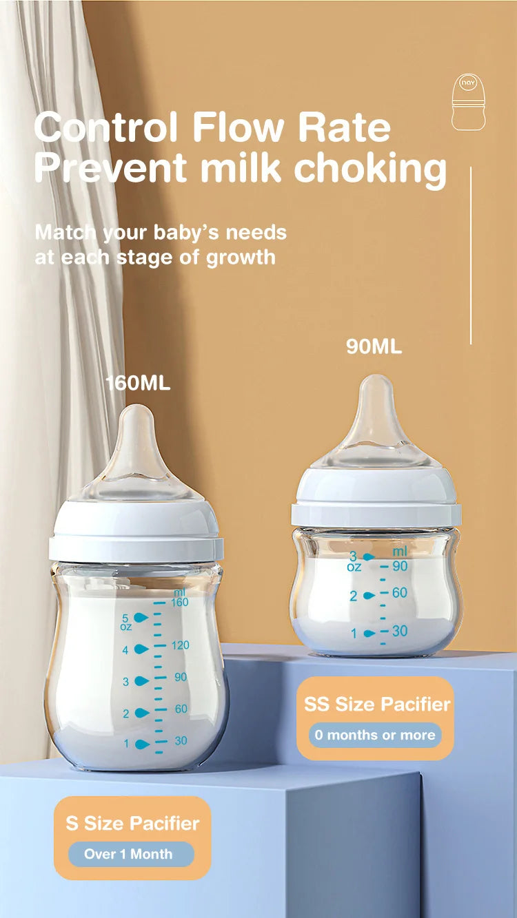 Anti-Choke Glass Baby Bottle 160ml