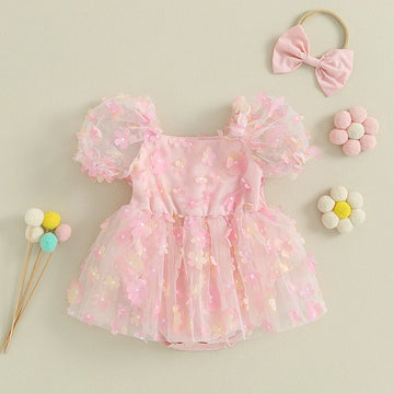 Baby Girl Lace Flower Romper Set