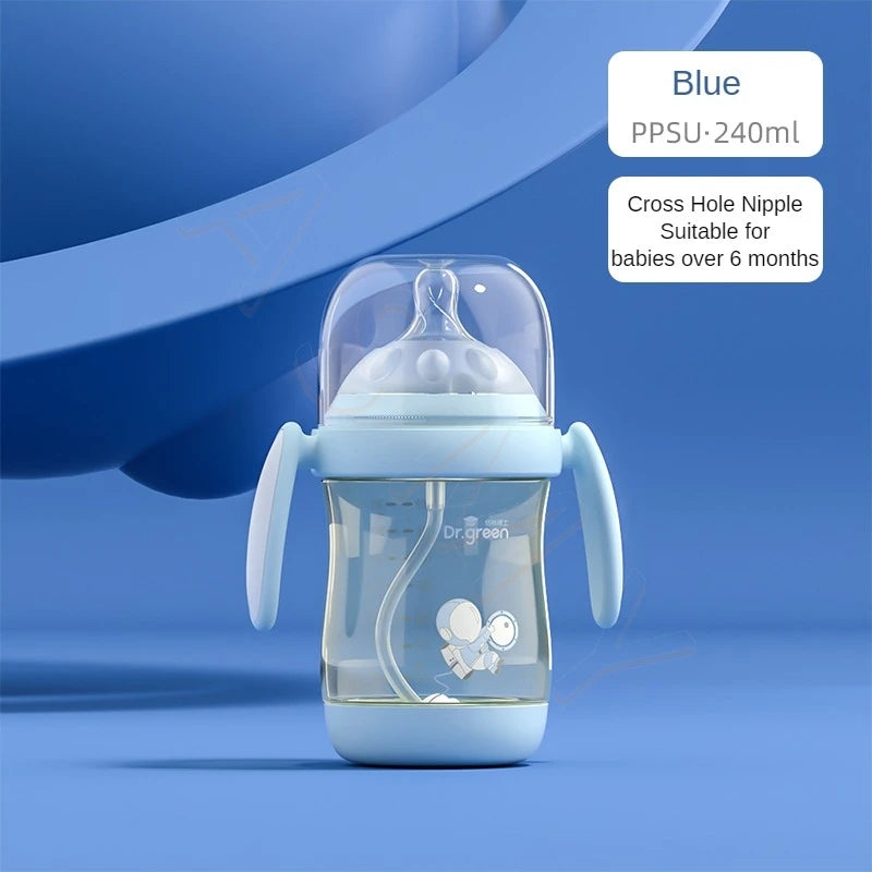 Dr.Green Newborn baby bottle PPSU 6cm Wide Mouth Washable Bottles Forward and reverse bi-directional scale inverted milk brewing