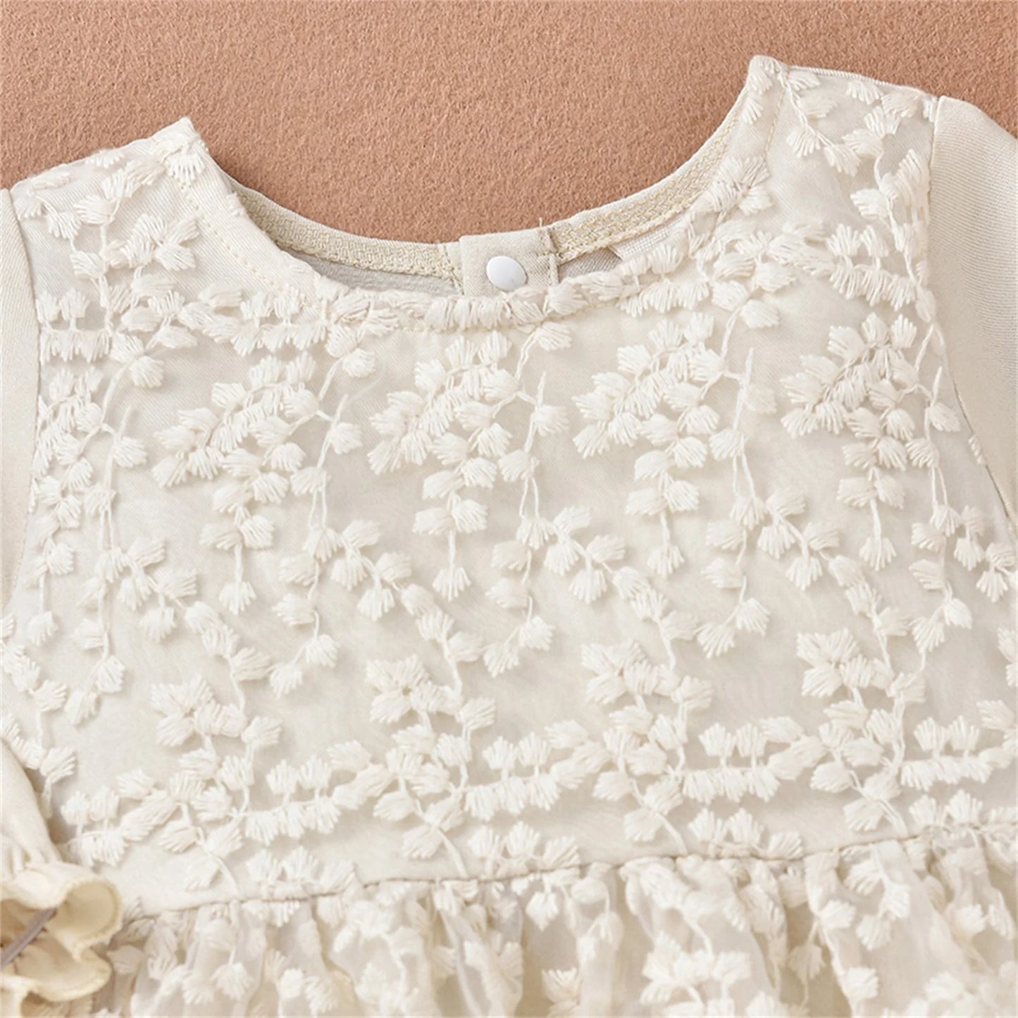 Kid Infant Baby Girl Romper Dress, Long Sleeve Round Neck Patchwork High Waist Lace Floral Party Dress 0-18M