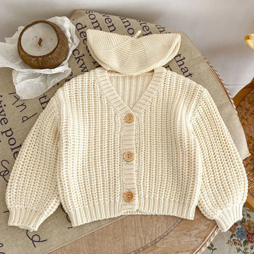 V-Neck Knit Baby Cardigan