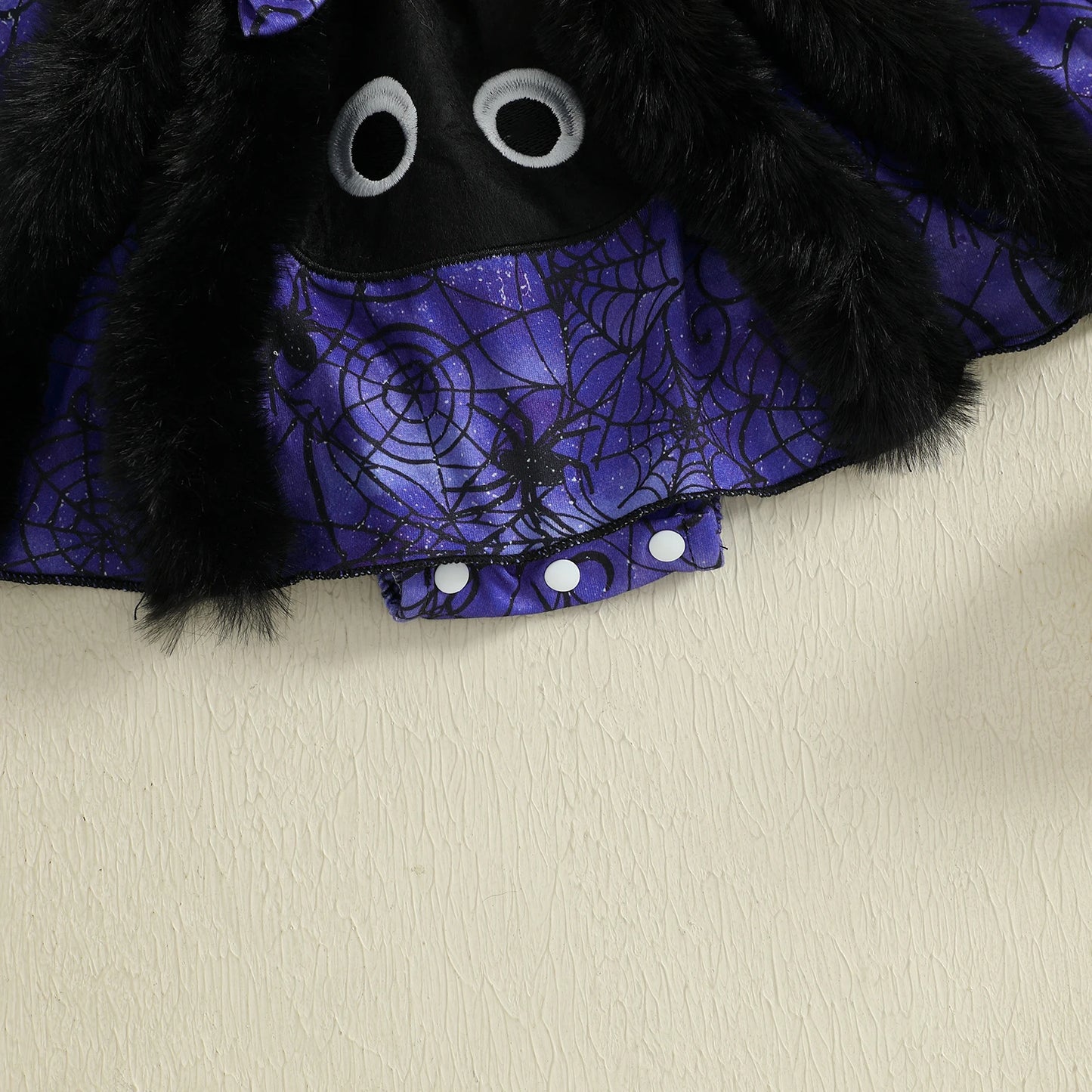 0-18 Months Baby Girl Halloween Romper Dress Cartoon Bat Long Sleeve Round Neck Jumpsuit with Bow Headband
