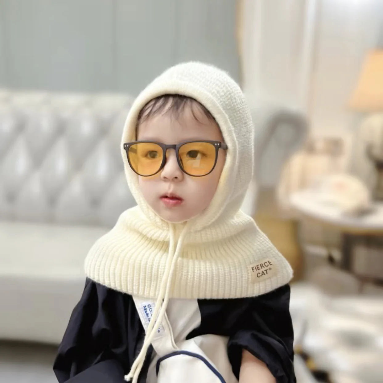 Winter Baby Balaclava Hat Knit Kids Beanie Hat for Baby Girls Boys Hat Scarf Earflap Hat Hooded Scarf Knitted Cap