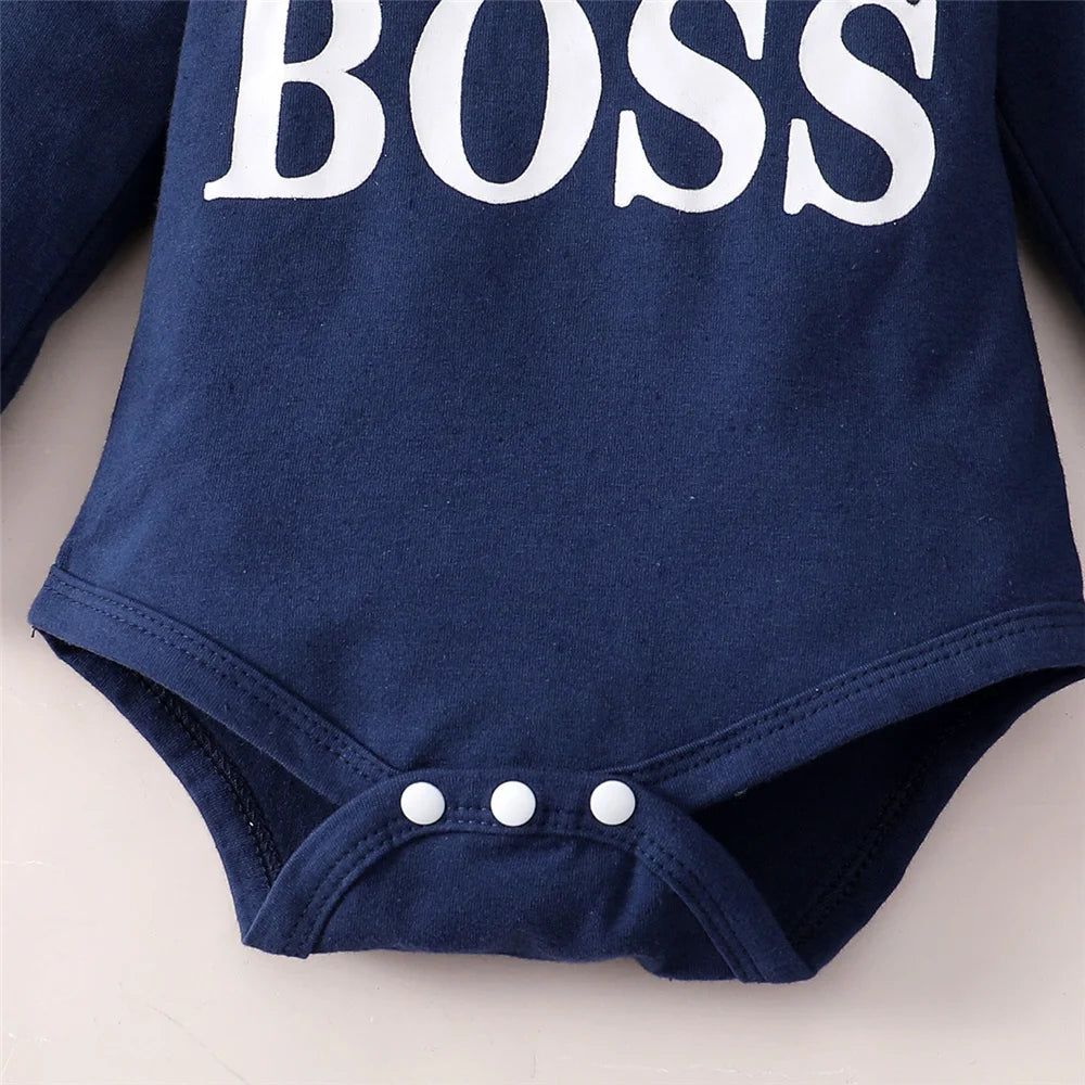 2PCS Fashion Baby Boy Autumn Clothing Set Hooded Long Sleeved Jumpsuit+Pants Sports Style Outfit for Infant 0-24 Months Blue&Red