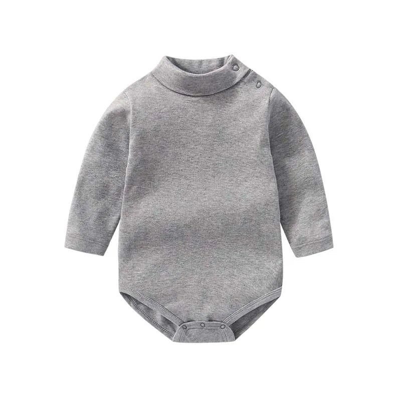 Cotton Fabric Baby Clothes Turtleneck Jumpsuit 0 To 24 Months Solid Bodysuit Comfortable Soft For Newborn Baby Boy Girl Romperbo