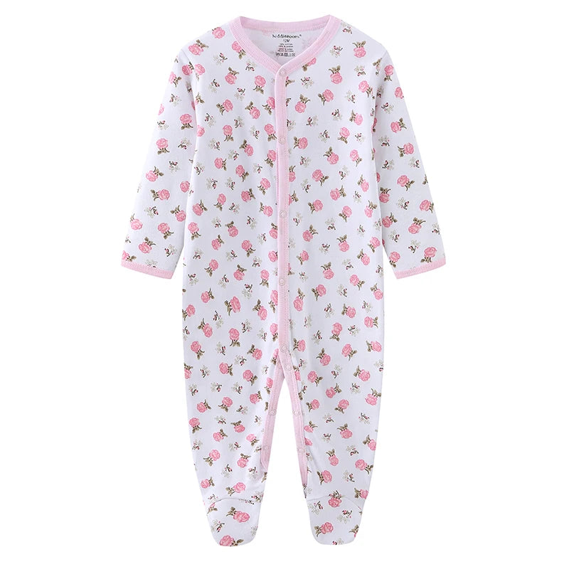 1/3Pieces Baby Girl Clothes Sets Cotton Baby Boy Clothes Solid Color Newborn Romper Print Long Sleeve Cartoon Autumn Spring